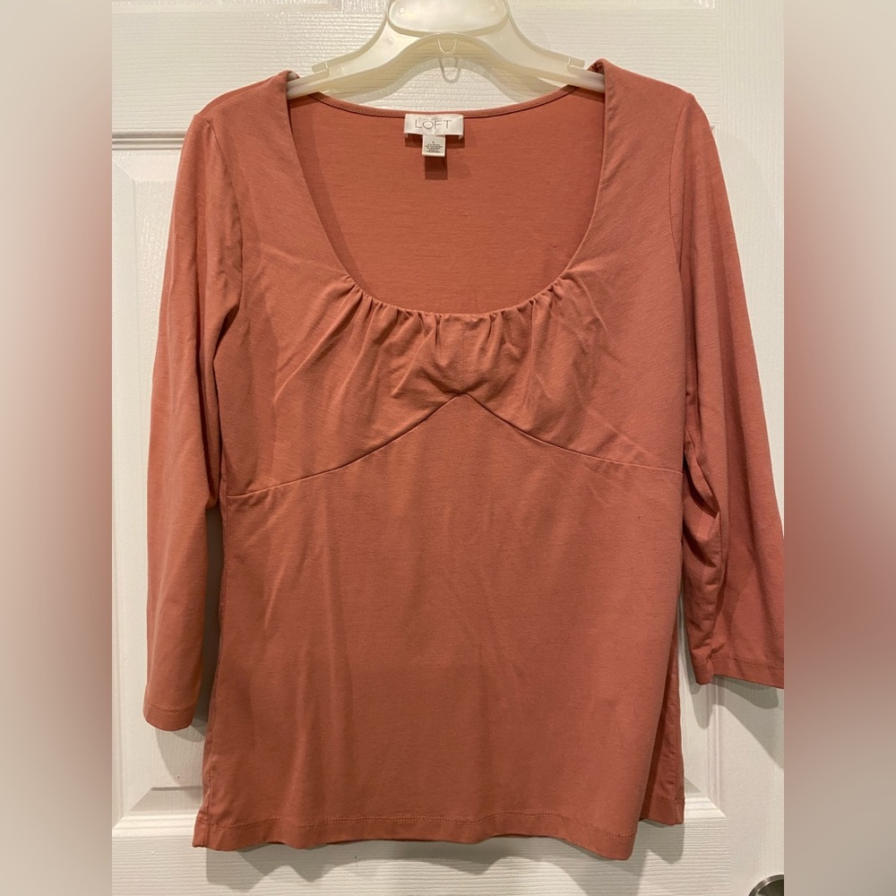 LOFT Ruffled Dusty Rose Blouse with long Sleeves